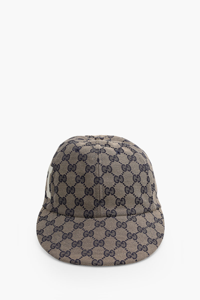 GUCCI GG Motif 25 Gucci Baseball Cap in Beige/Blue Canvas 0