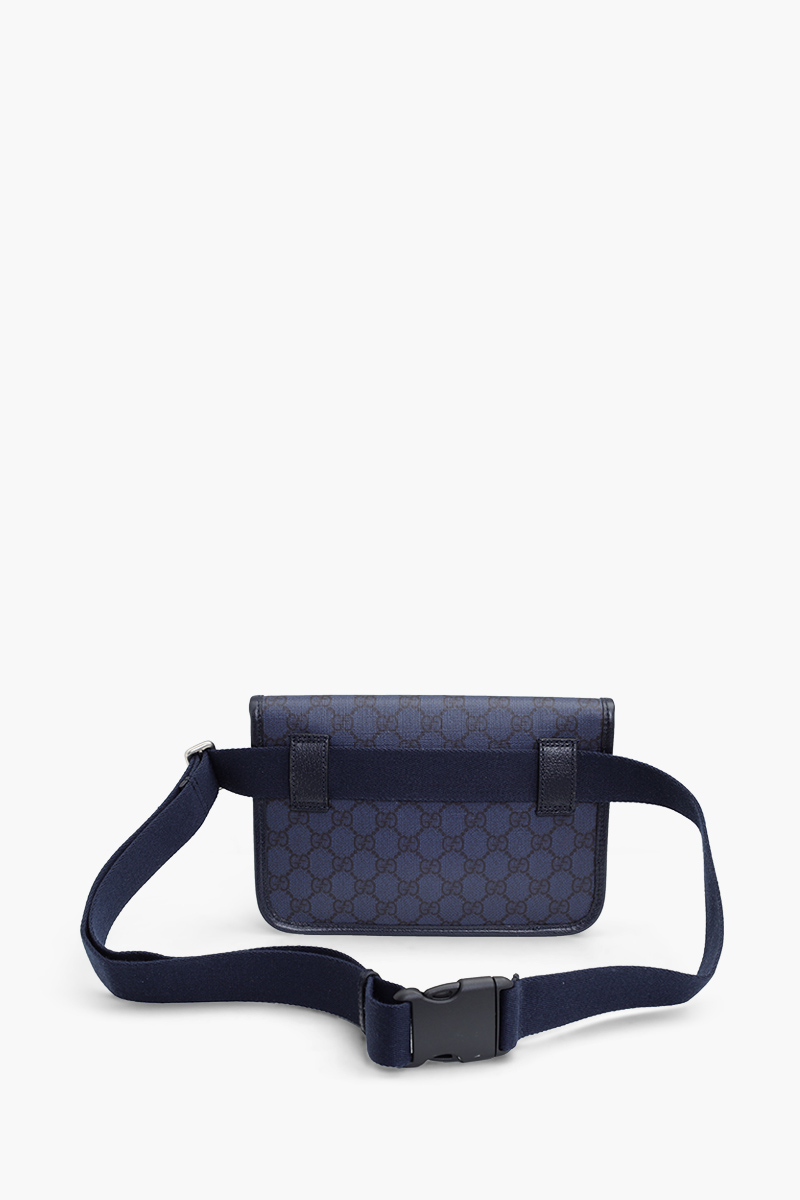 GUCCI Small GG Supreme Ophidia Belt Bag in Blue/Black 1