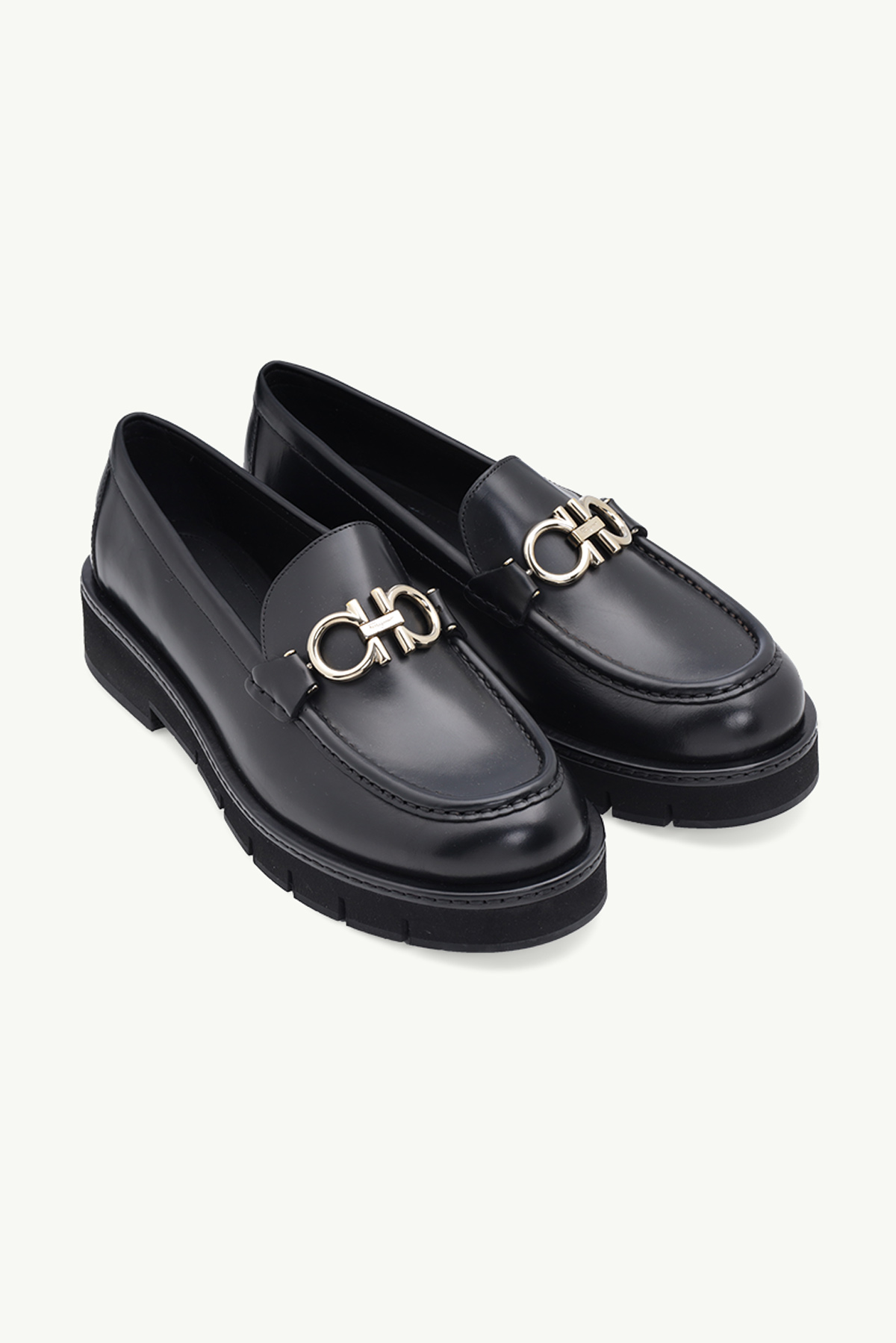 SALVATORE FERRAGAMO Women Gancini Heel 2cm Loafer in Black Calf Leather 1