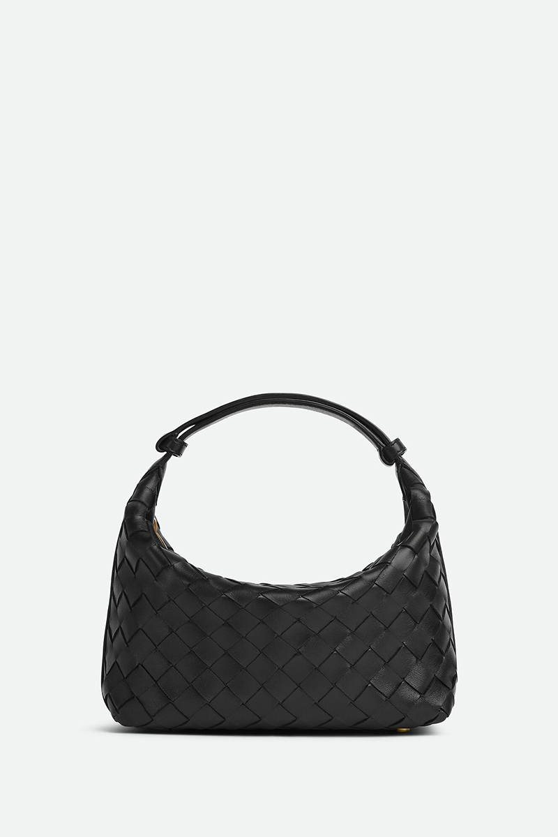 BOTTEGA VENETA Mini Wallace Intrecciato Shoulder Bag in Black Soft Calfskin 0