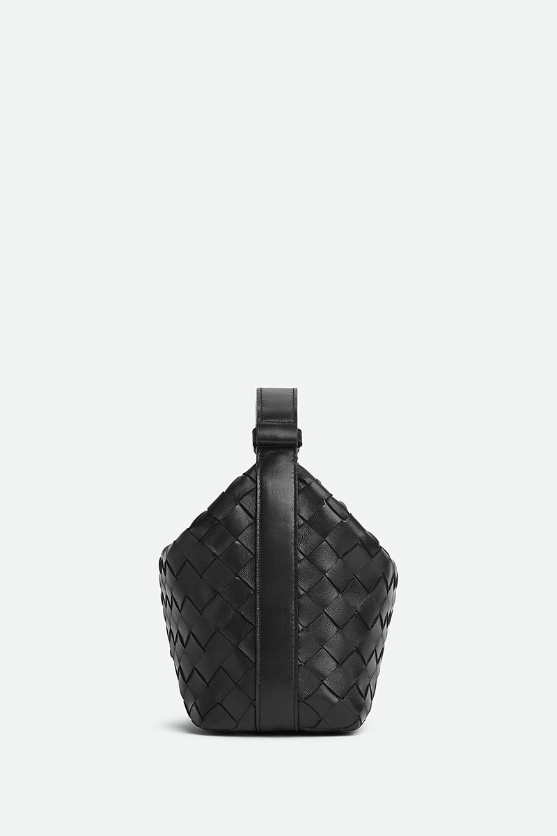 BOTTEGA VENETA Mini Wallace Intrecciato Shoulder Bag in Black Soft Calfskin 1