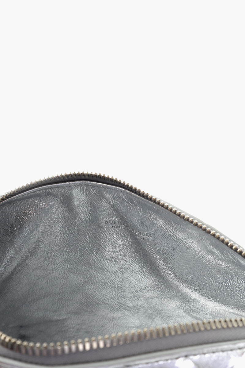 BOTTEGA VENETA Mini Wallace Intrecciato Shoulder Bag in Silver Calf Foggy Mirror Effect 4