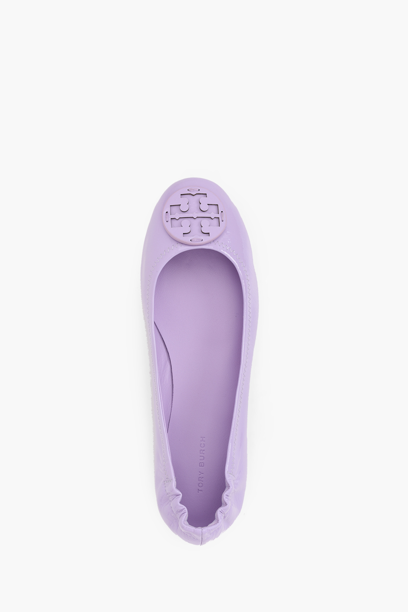 TORY BURCH Minnie Travel Flat in Lavender Clouds Patent 3