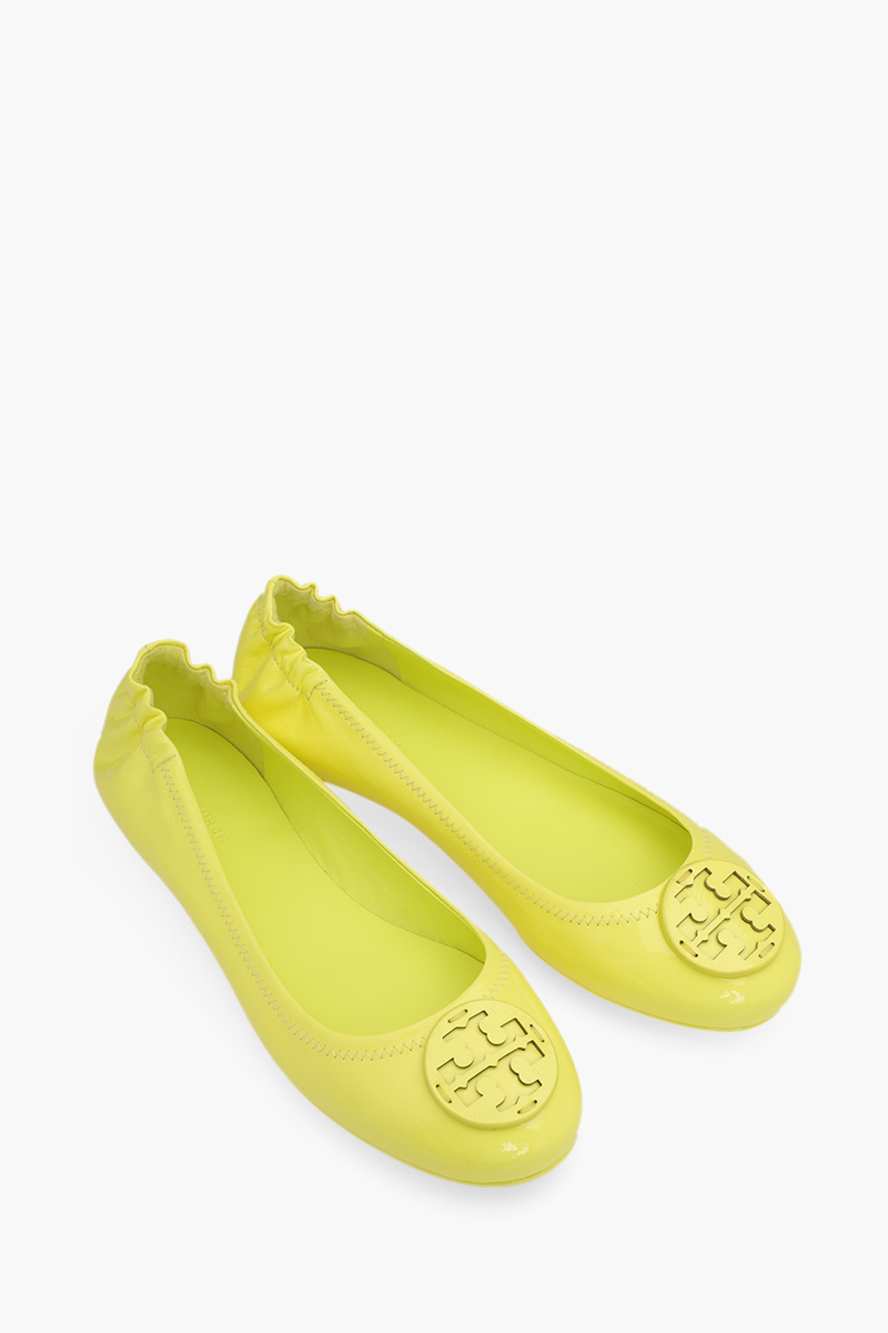 TORY BURCH Minnie Travel Flat in Blazing Yellow Patent 1