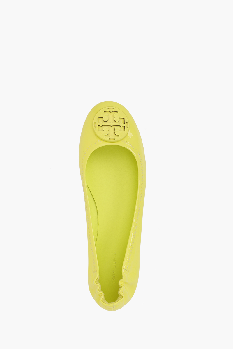 TORY BURCH Minnie Travel Flat in Blazing Yellow Patent 3