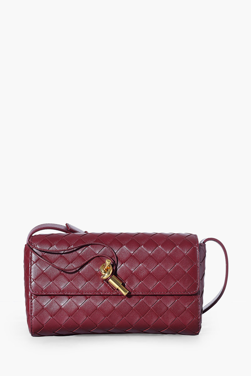 BOTTEGA VENETA Mini Andiamo Intrecciato Crossbody Bag in Barolo with Metallic Knot 0
