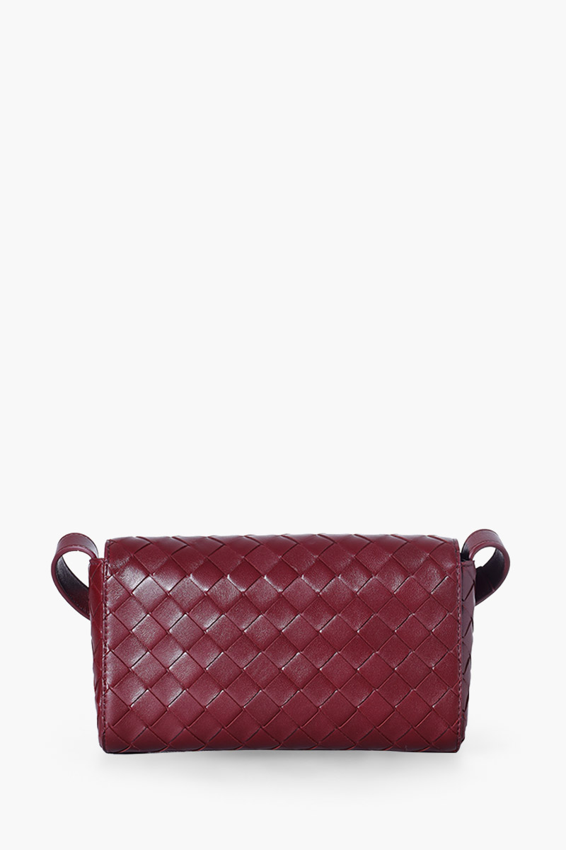 BOTTEGA VENETA Mini Andiamo Intrecciato Crossbody Bag in Barolo with Metallic Knot 1