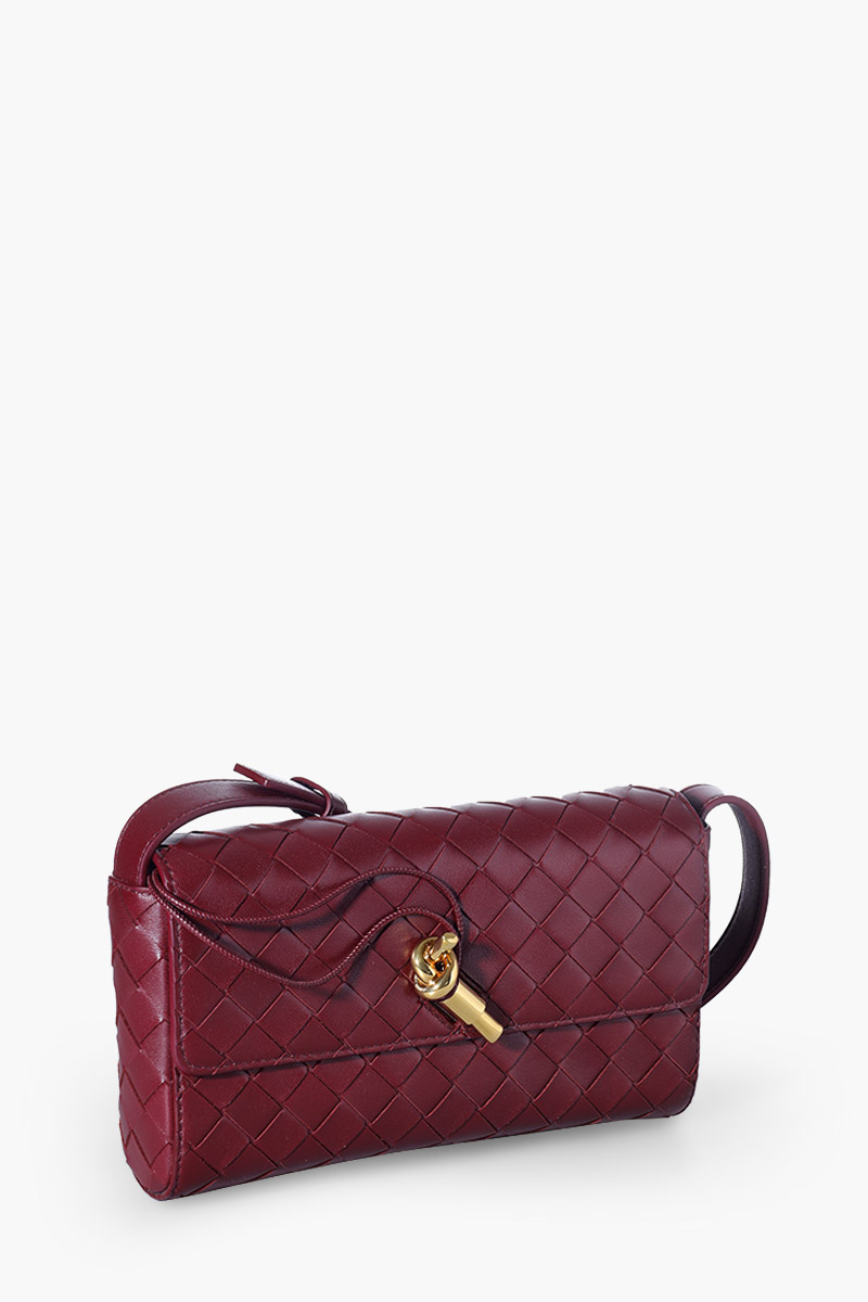 BOTTEGA VENETA Mini Andiamo Intrecciato Crossbody Bag in Barolo with Metallic Knot 2