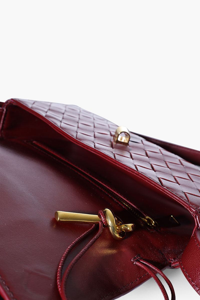 BOTTEGA VENETA Mini Andiamo Intrecciato Crossbody Bag in Barolo with Metallic Knot 3