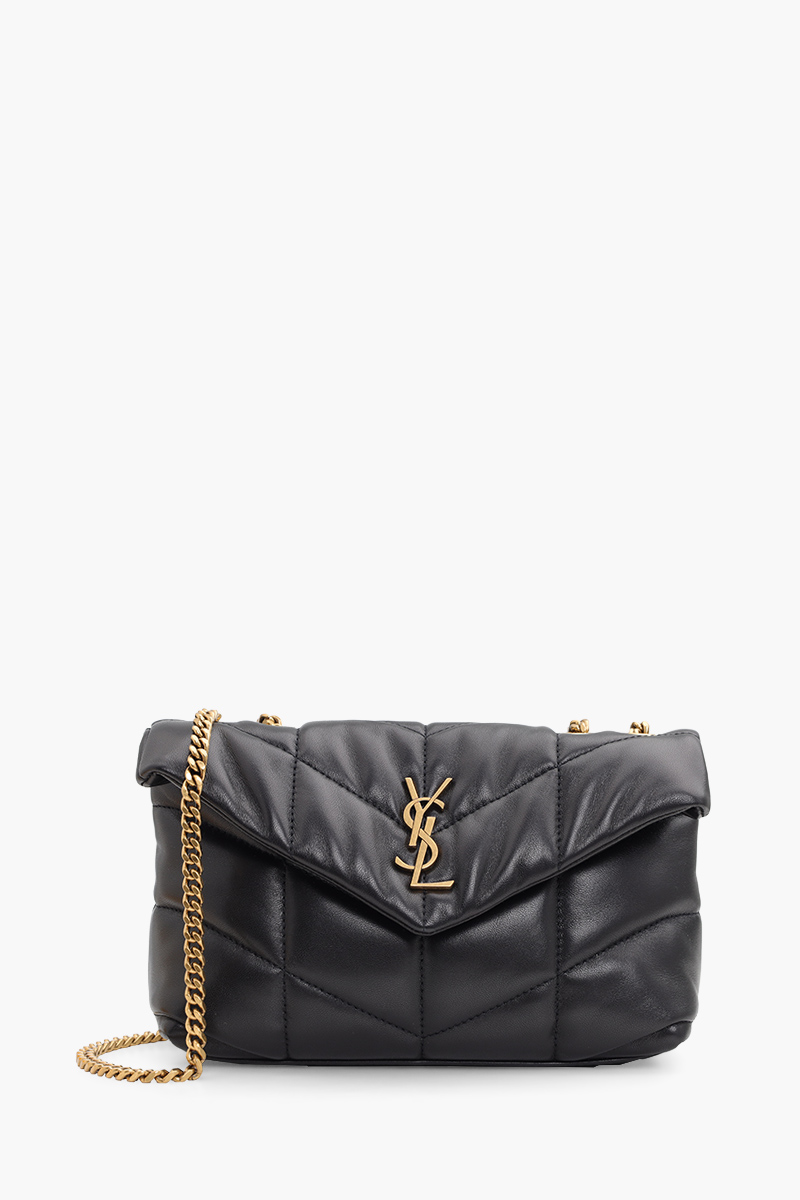 SAINT LAURENT Puffer Toy Shoulder Bag in Black Quilted Lambskin Bronze Hardware 0