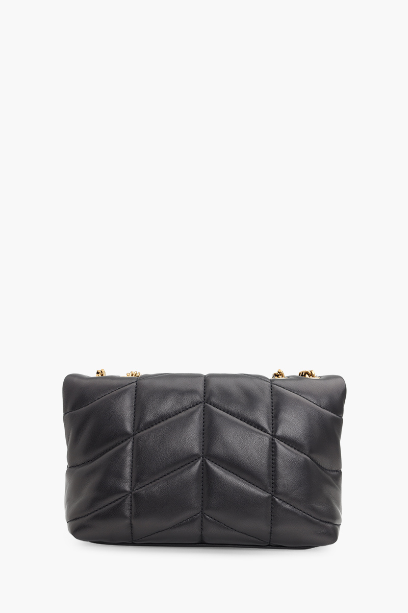 SAINT LAURENT Puffer Toy Shoulder Bag in Black Quilted Lambskin Bronze Hardware 1