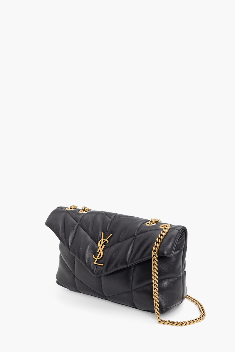 SAINT LAURENT Puffer Toy Shoulder Bag in Black Quilted Lambskin Bronze Hardware 2