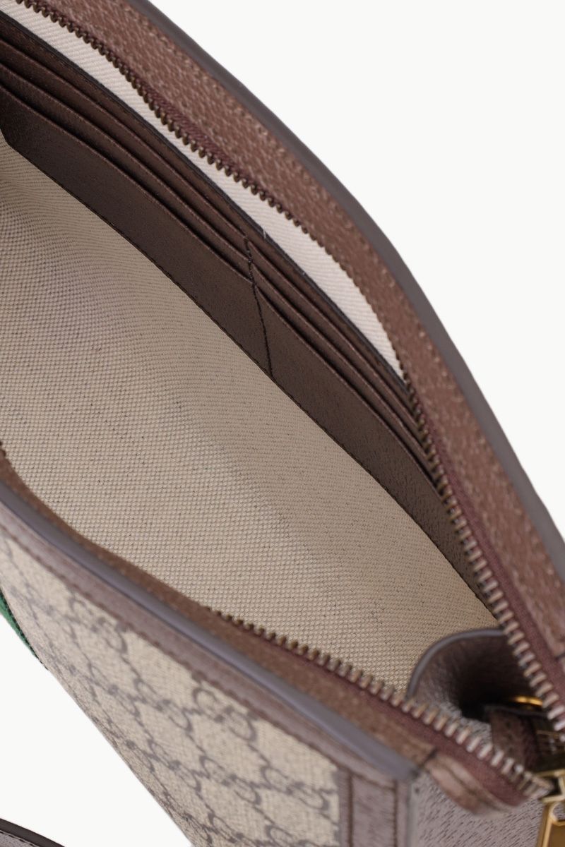 GUCCI Ophidia GG Supreme Pouch in Beige/Ebony Canvas with Detachable Wrist Strap  3