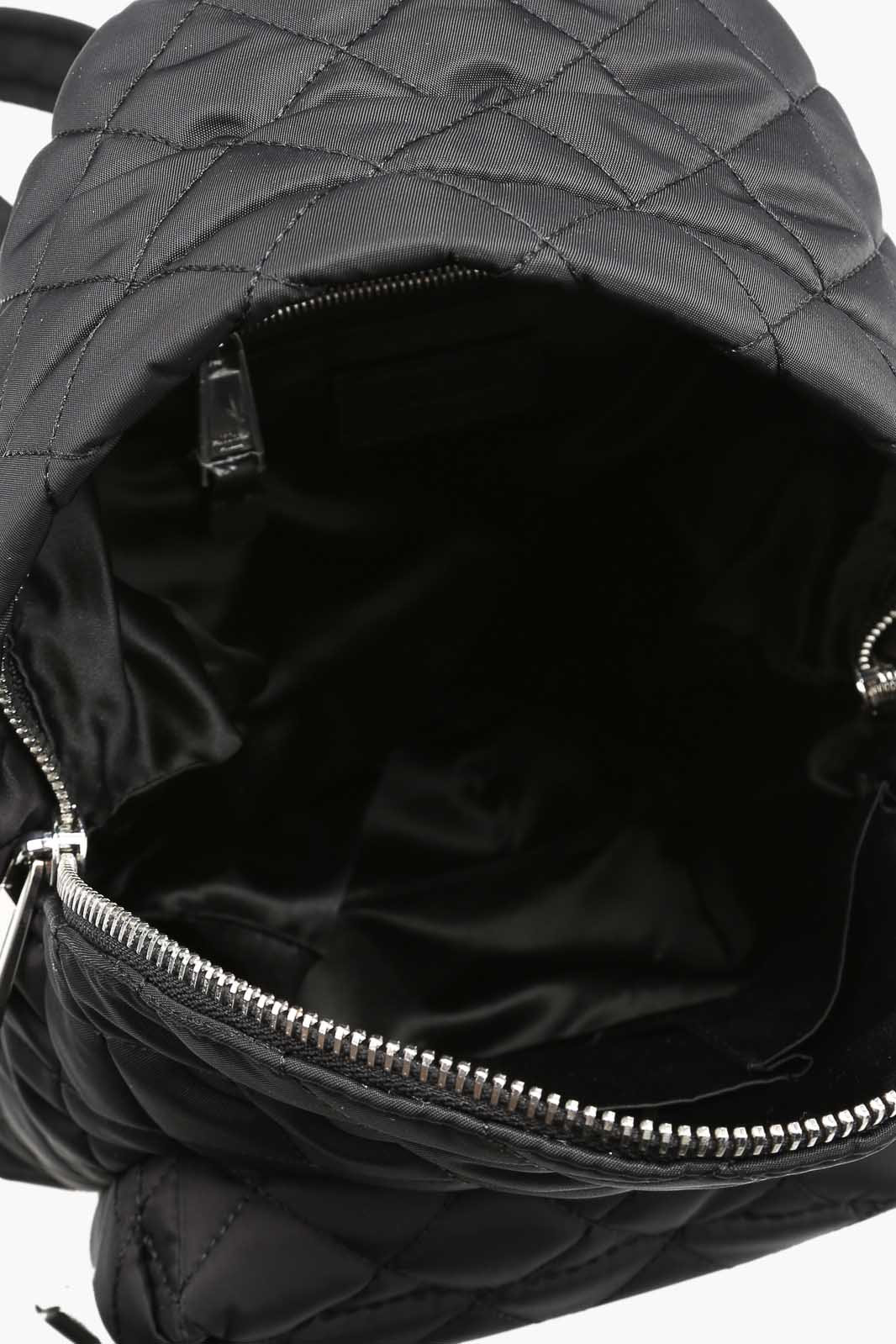 MOSCHINO Medium Backpack in Black Quilted with Silver Logo 3