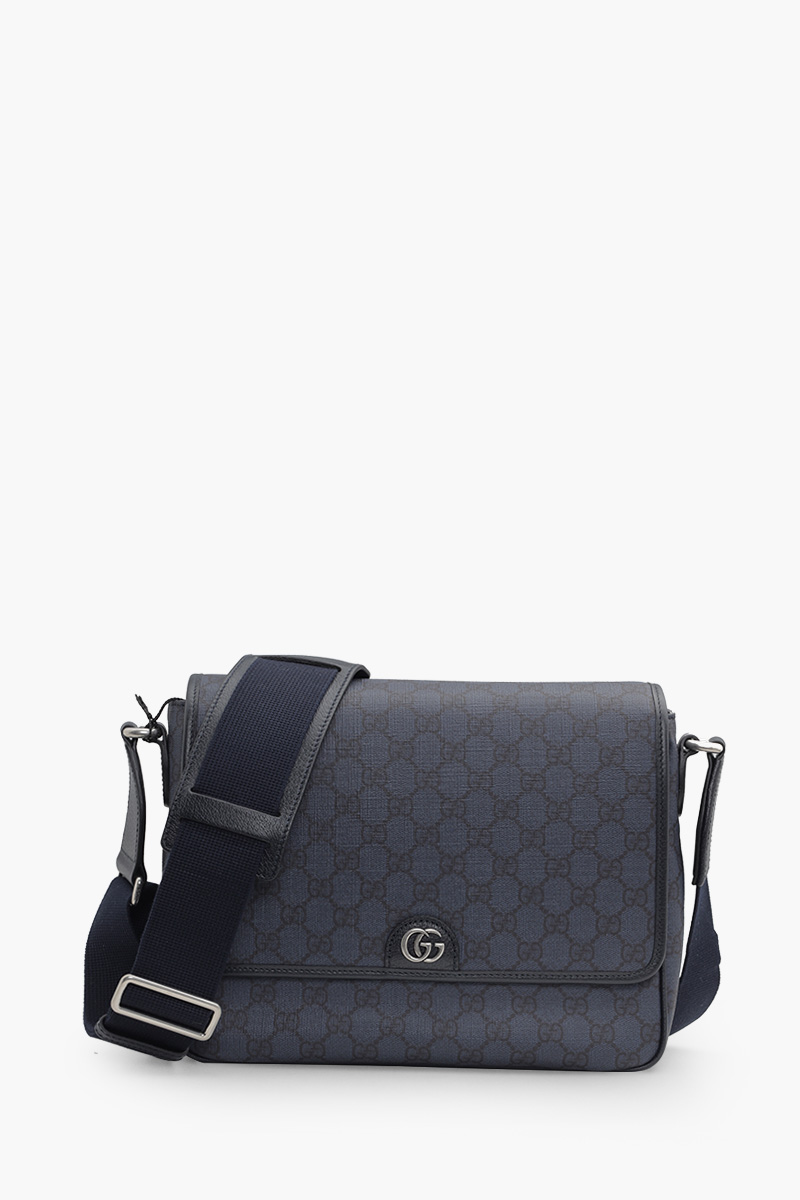 GUCCI Men GG Supreme Ophidia Shoulder Bag in Blue/Black Tender Canvas  0