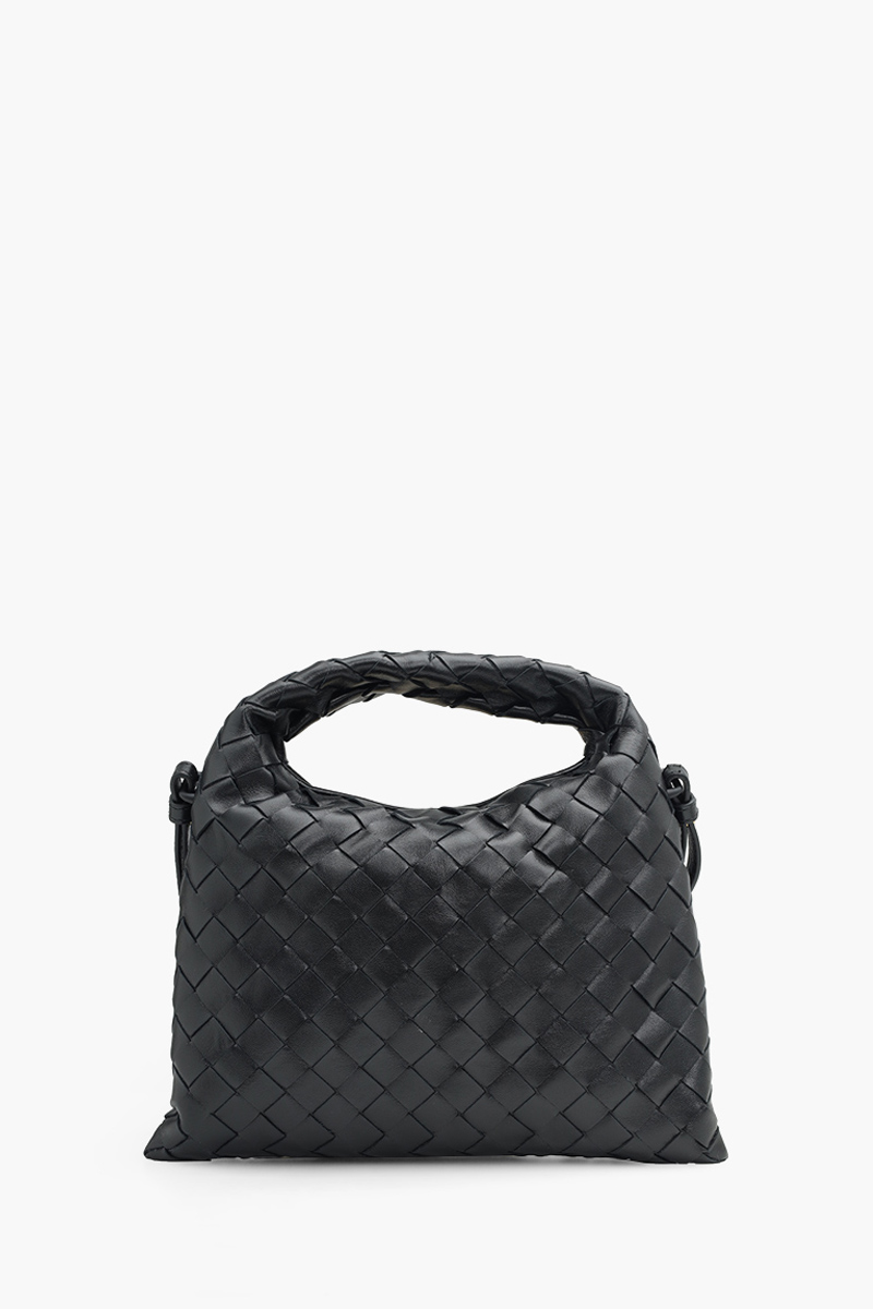 BOTTEGA VENETA Mini Hop Intrecciato Crossbody Bag in Black Calfskin 1