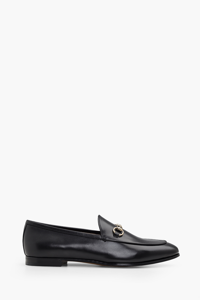 GUCCI Women Jordaan Loafers in Black with Light Gold Hardware 0