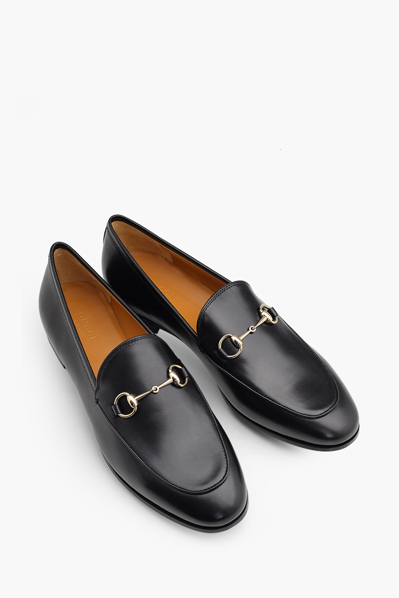 GUCCI Women Jordaan Loafers in Black with Light Gold Hardware 1