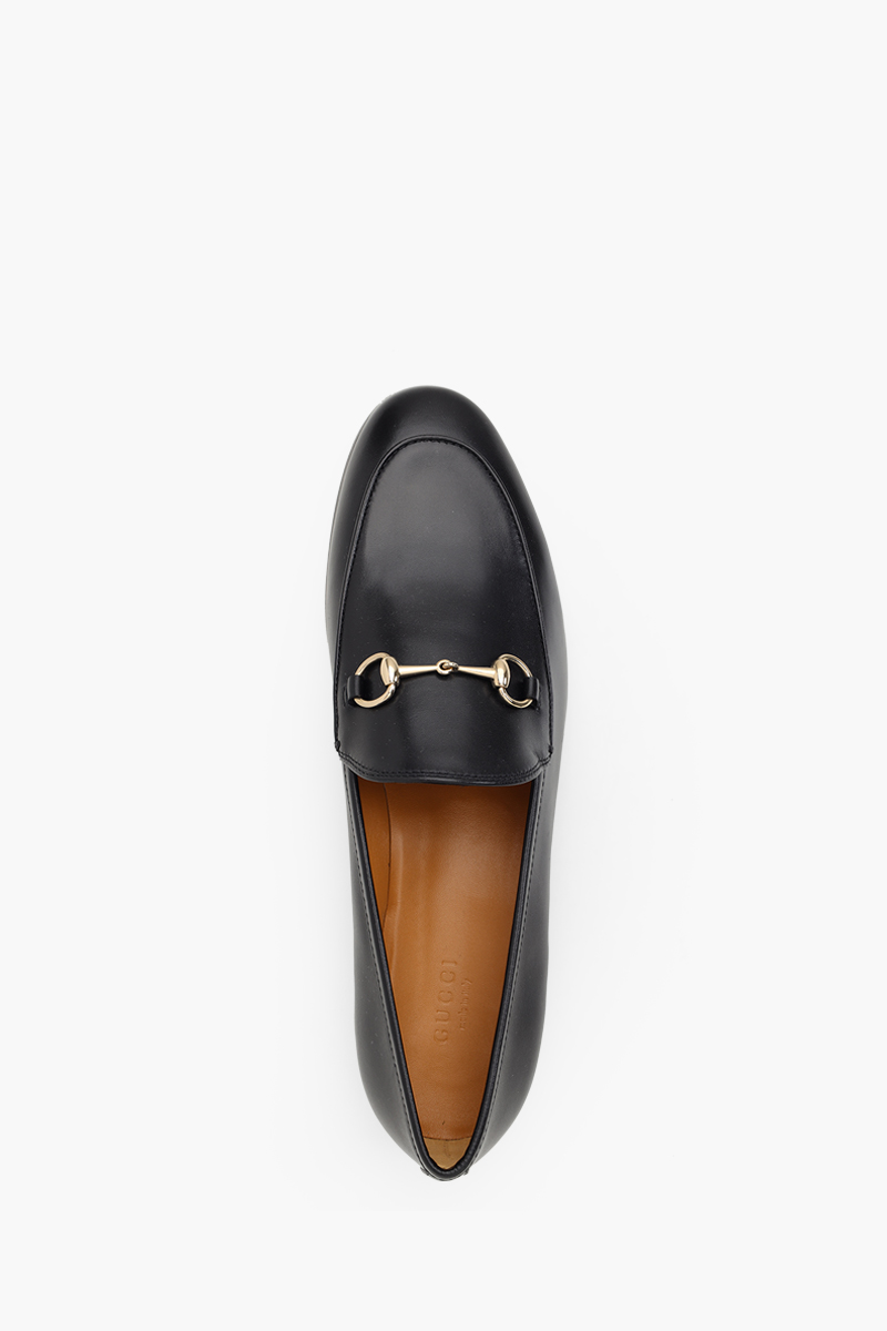 GUCCI Women Jordaan Loafers in Black with Light Gold Hardware 3