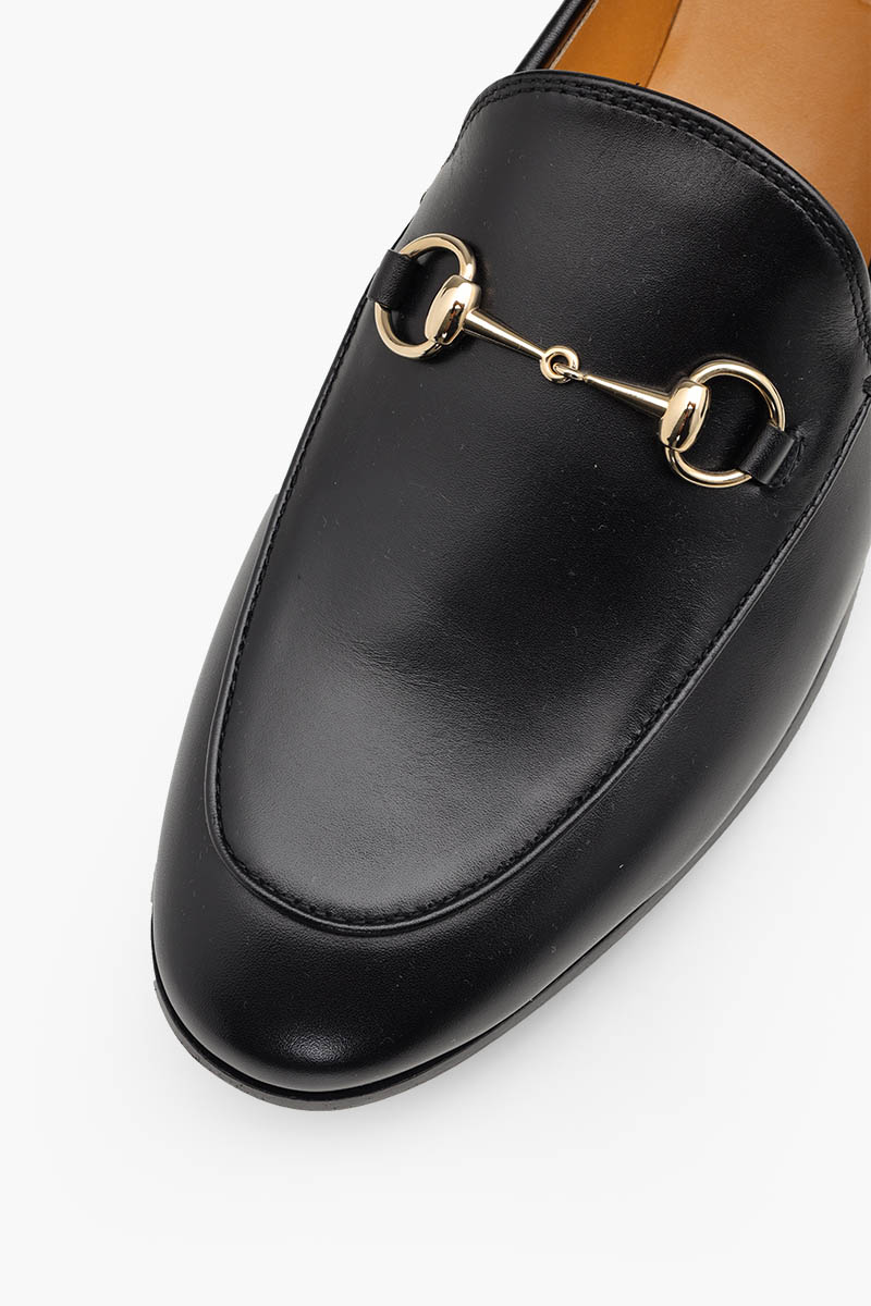 GUCCI Women Jordaan Loafers in Black with Light Gold Hardware 4