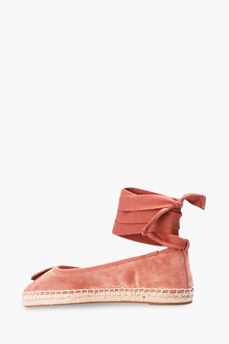 TORY BURCH Women Minnie Ballet Espadrilles in Malva Suede with Ankle Ties 1