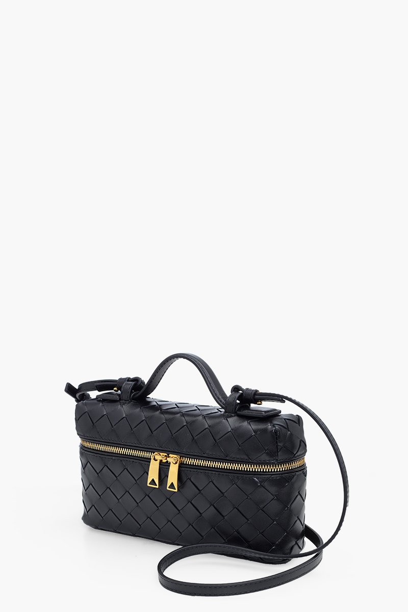 BOTTEGA VENETA Vanity Case Intrecciato Bag in Black GHW 2