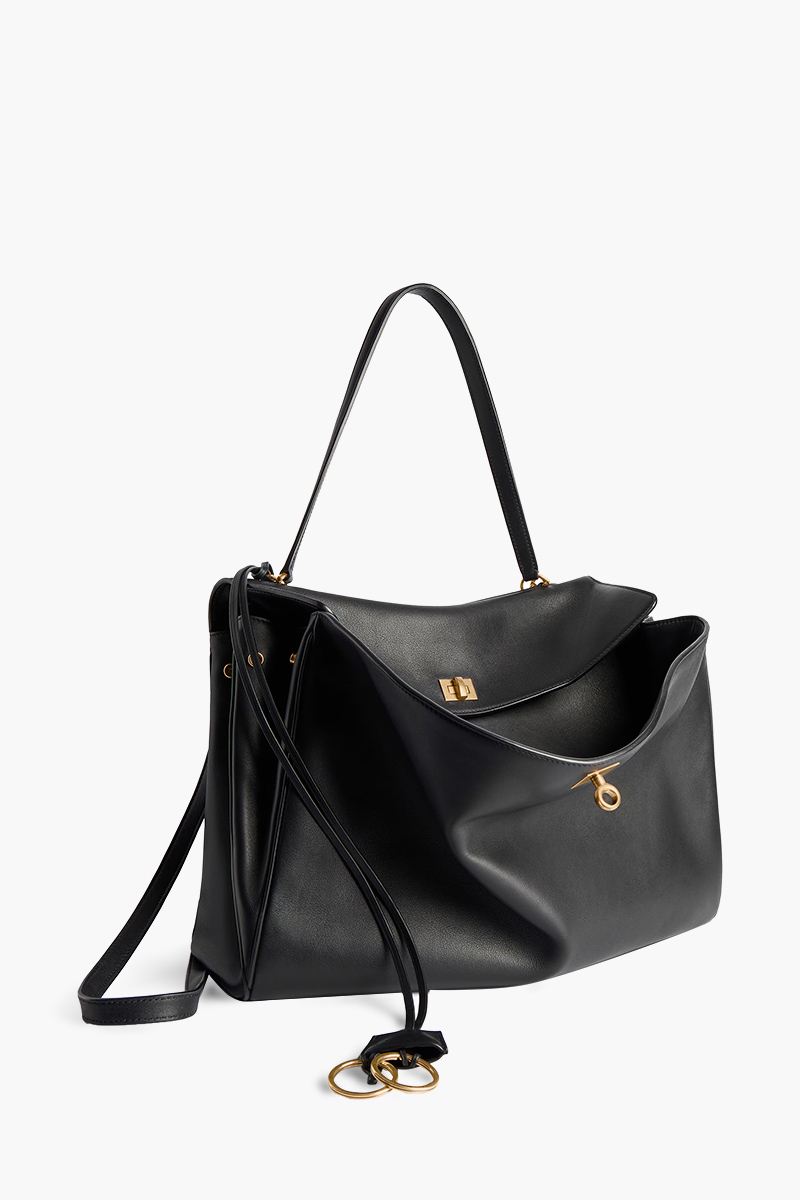 BALENCIAGA Large Rodeo Handbag in Black Smooth Calfskin 2