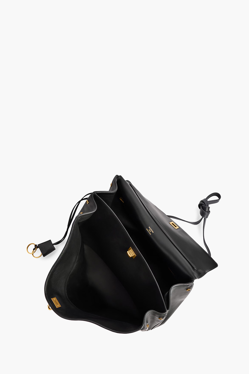 BALENCIAGA Large Rodeo Handbag in Black Smooth Calfskin 4