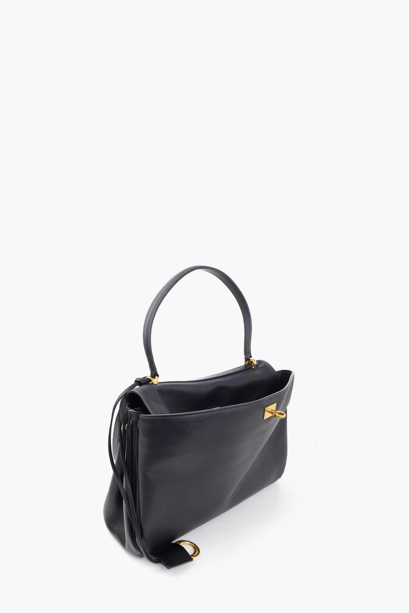 BALENCIAGA Medium Rodeo Handbag in Black Smooth Calfskin 1
