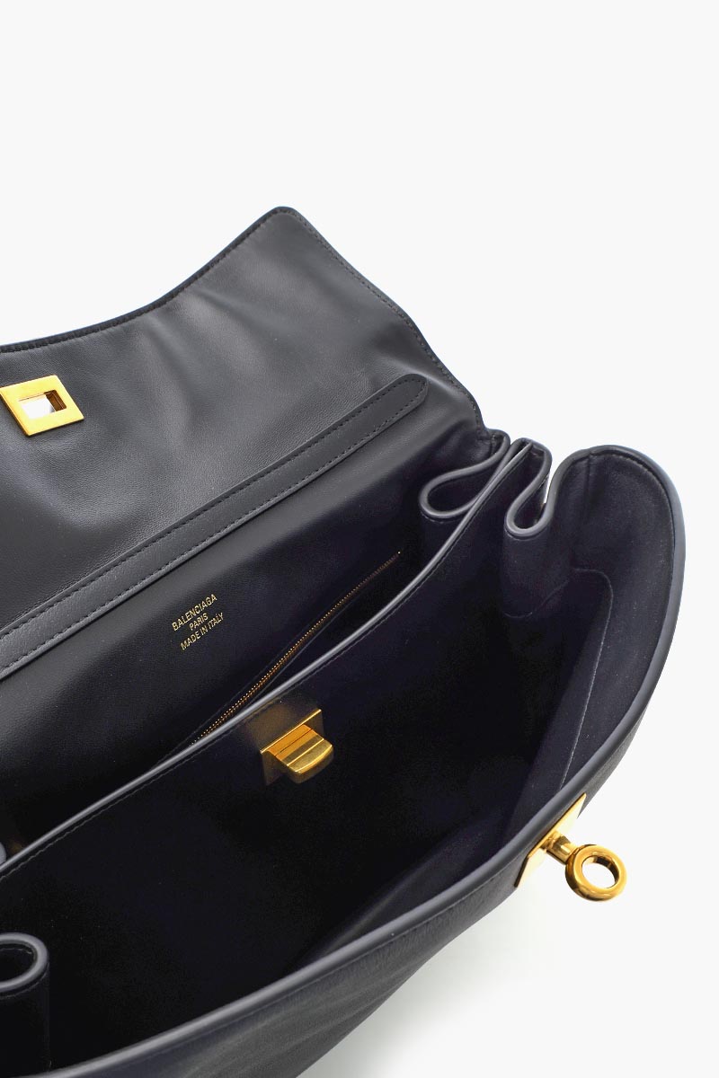 BALENCIAGA Medium Rodeo Handbag in Black Smooth Calfskin 3