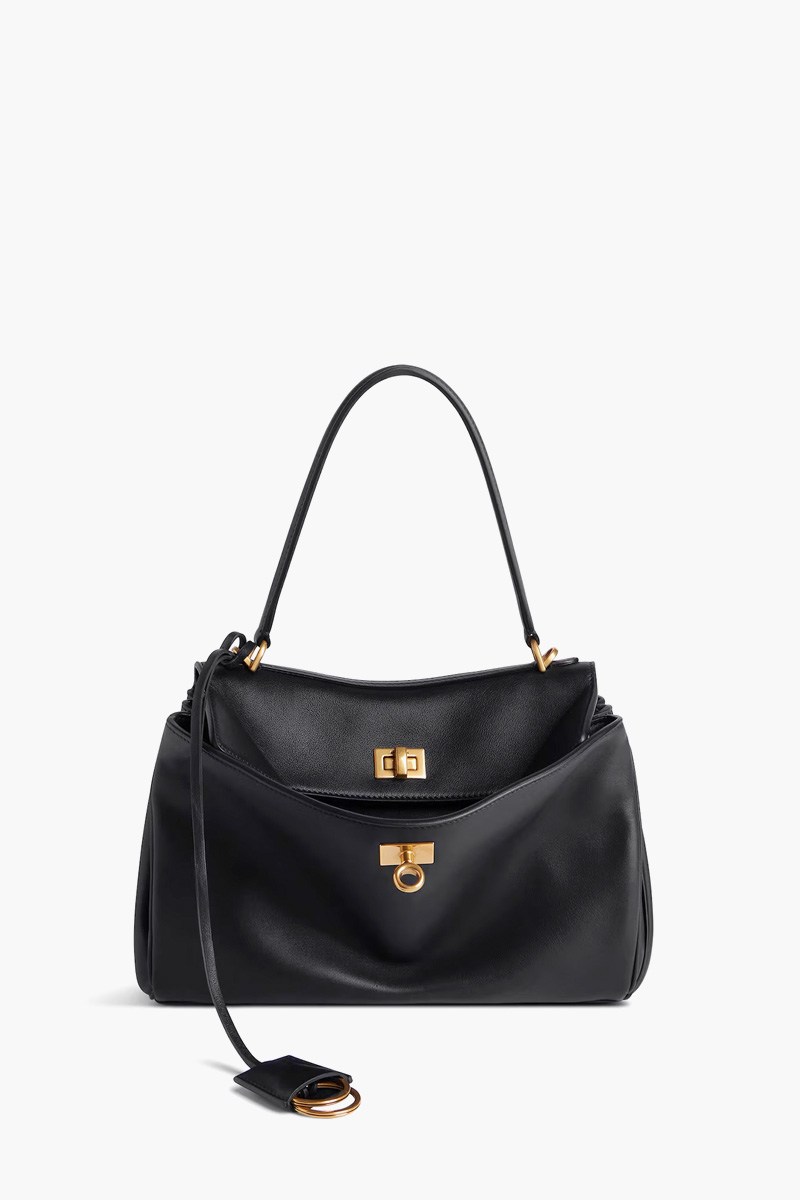 BALENCIAGA Small Rodeo Shoulder Bag in Black Smooth Calfskin GHW 0