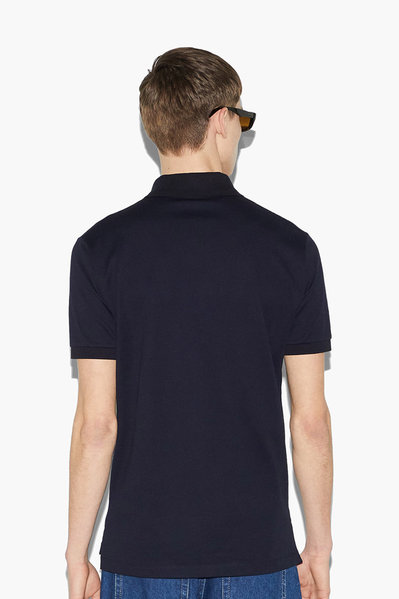 GUCCI Men Web on Collar Polo Shirt in Navy Cotton 2