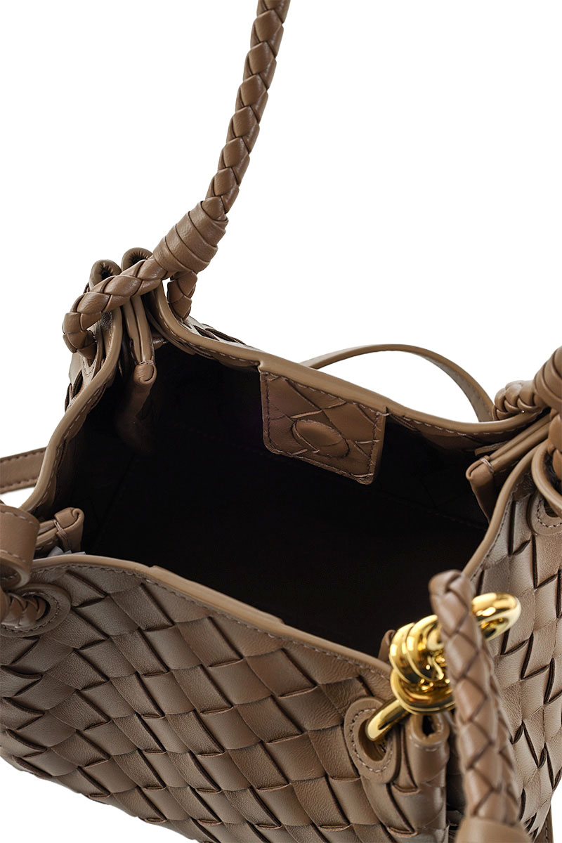BOTTEGA VENETA Small Parachute Intrecciato Shoulder Bag in Pinecone Lambskin with Signature Knot 4