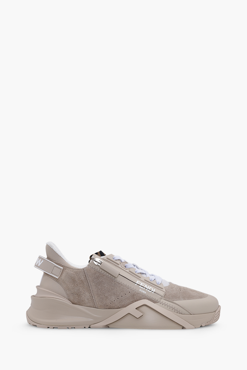 FENDI Men Flow FF Logo Sneakers in Beige Suede 0