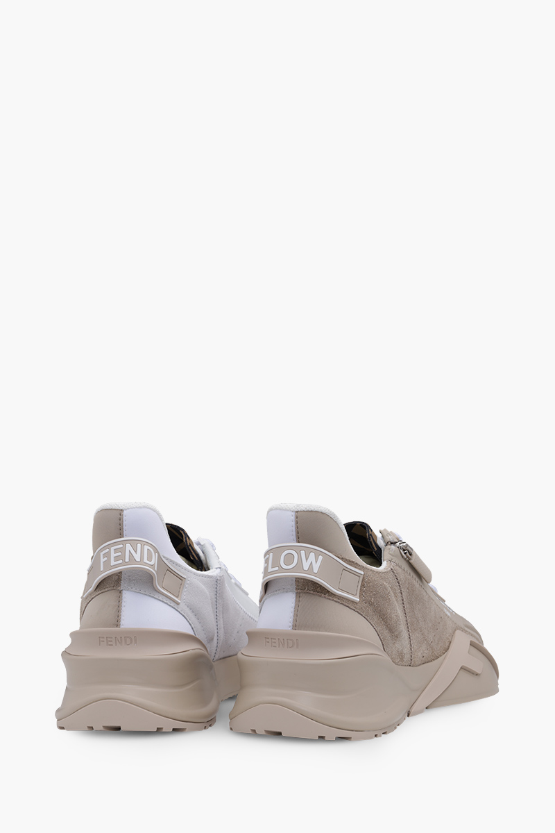 FENDI Men Flow FF Logo Sneakers in Beige Suede 2