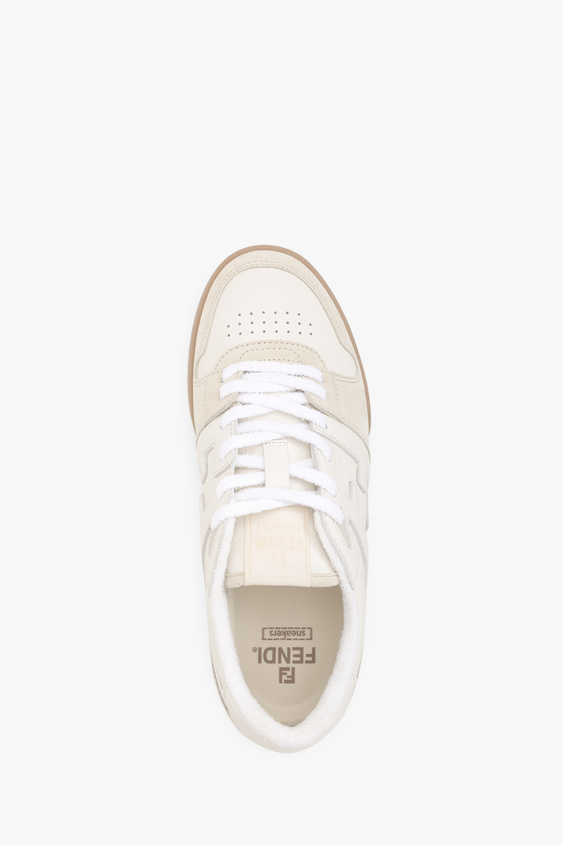 FENDI Men FF Logo Pattern Low Top Sneakers in White 3