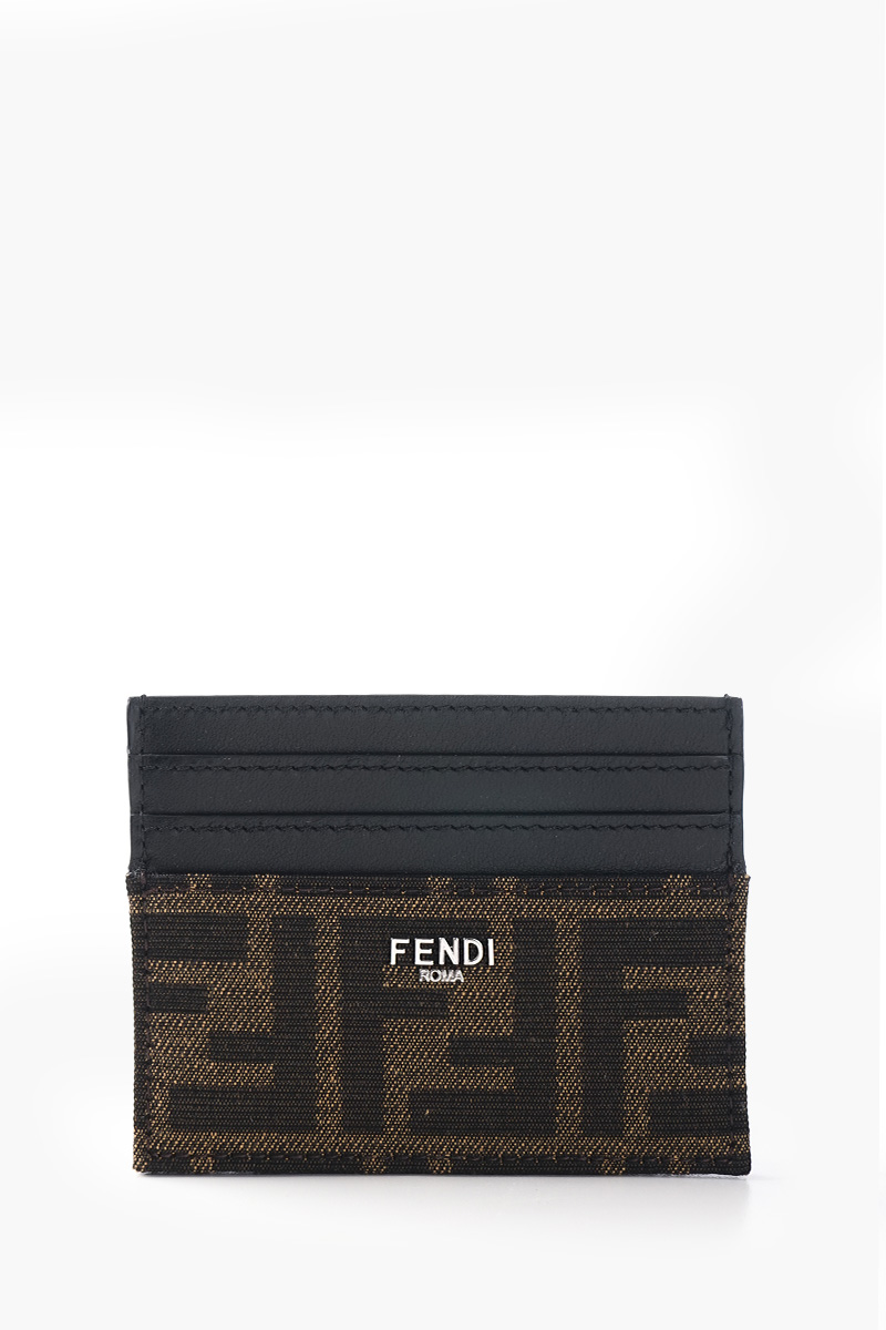 FENDI FF Fendi Roma Lettering Card Holder in Brown/Tobacco 0