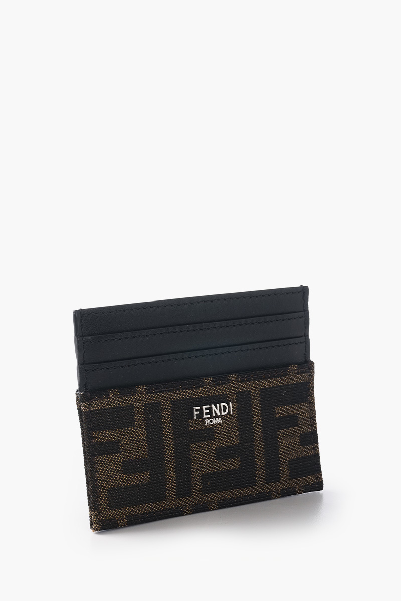 FENDI FF Fendi Roma Lettering Card Holder in Brown/Tobacco 1