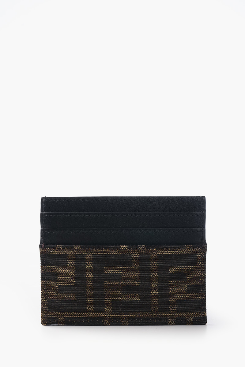 FENDI FF Fendi Roma Lettering Card Holder in Brown/Tobacco 2