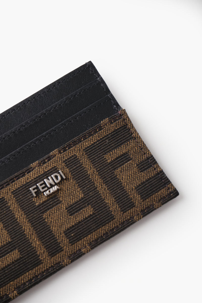 FENDI FF Fendi Roma Lettering Card Holder in Brown/Tobacco 3