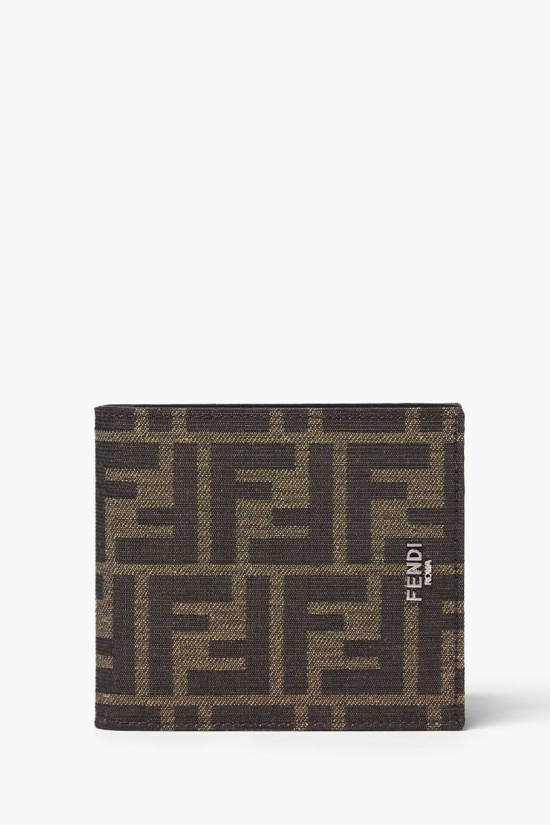 FENDI FF Fendi Roma Lettering Wallet in Brown/Tobacco Fabric 0