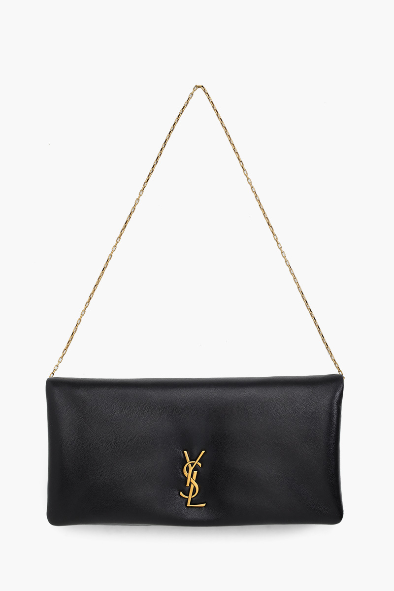 SAINT LAURENT Mini Calypso Bag in Black Lambskin with Chain Shoulder Strap 0