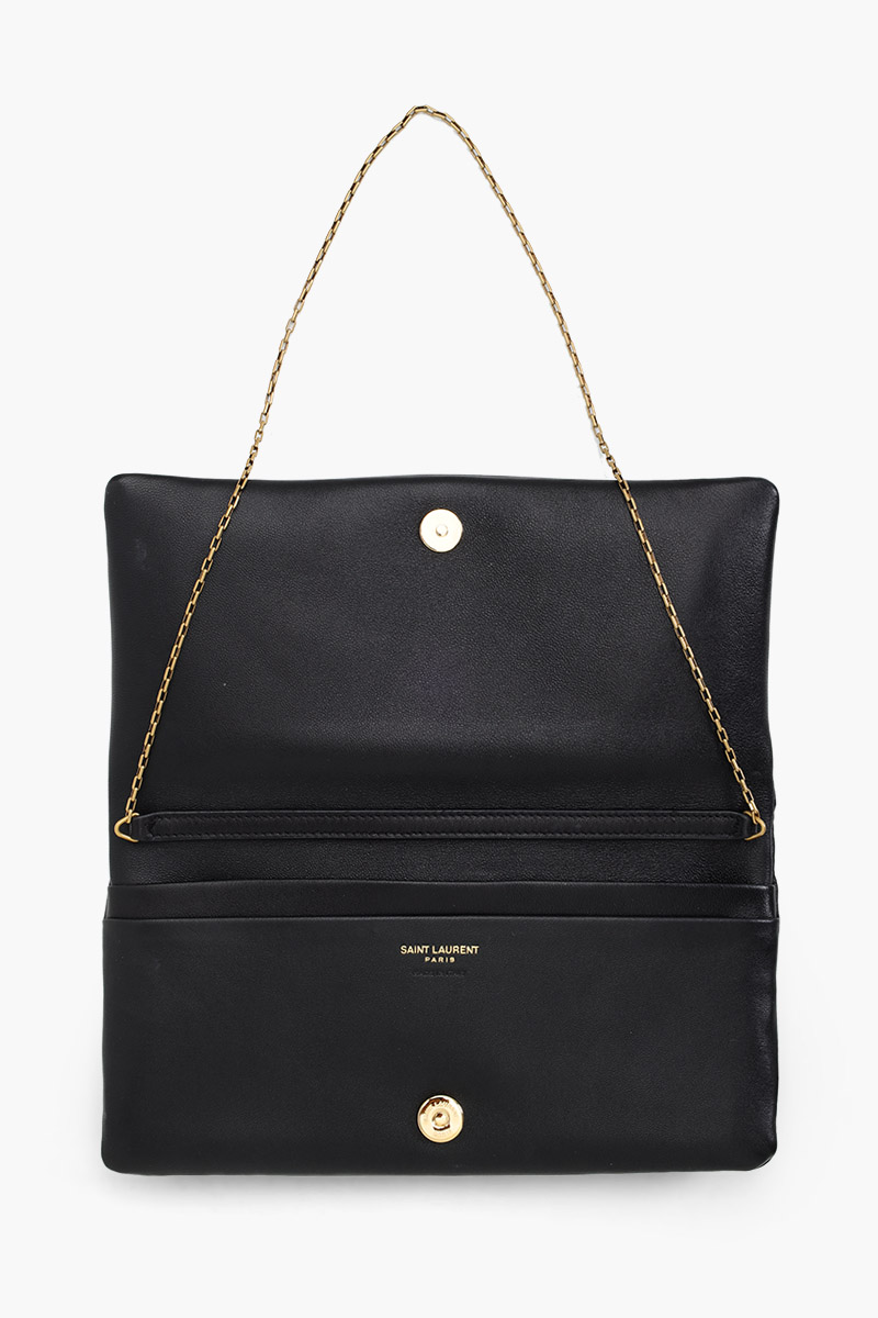 SAINT LAURENT Mini Calypso Bag in Black Lambskin with Chain Shoulder Strap 2