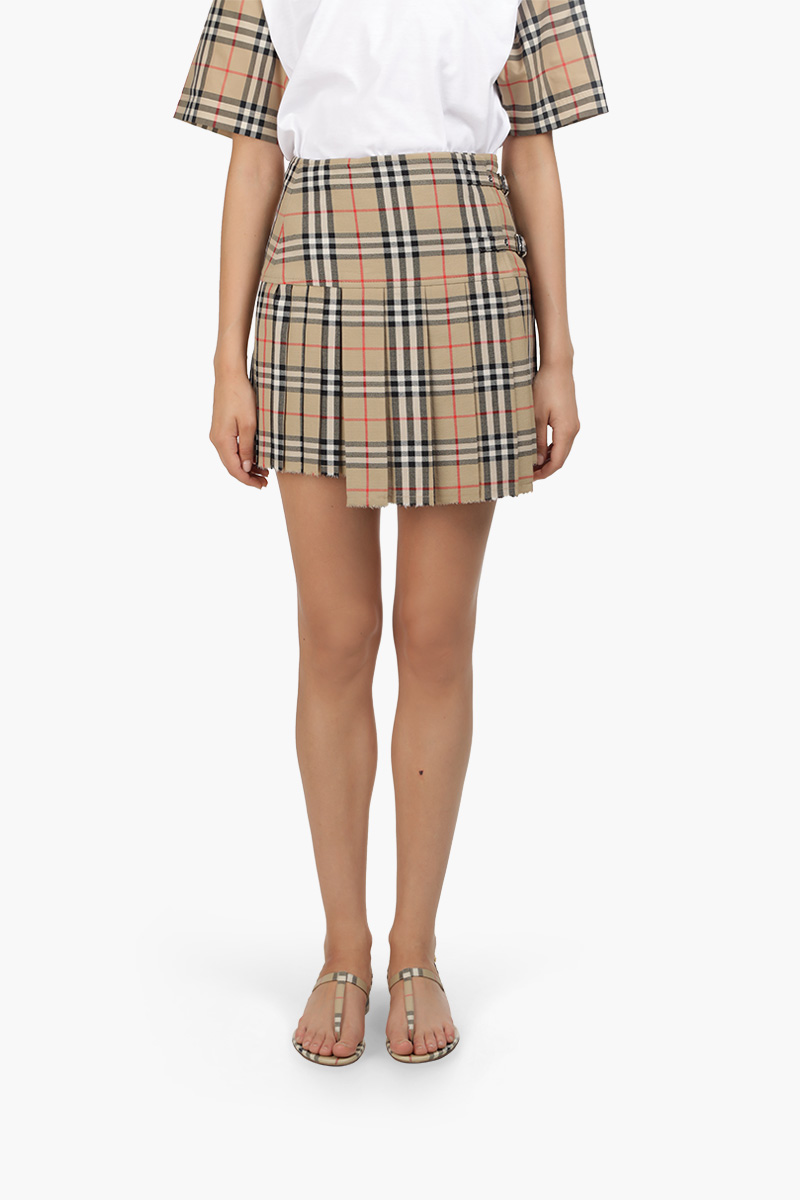 BURBERRY Women Vintage Check Wool Kilt in Archive Beige 0