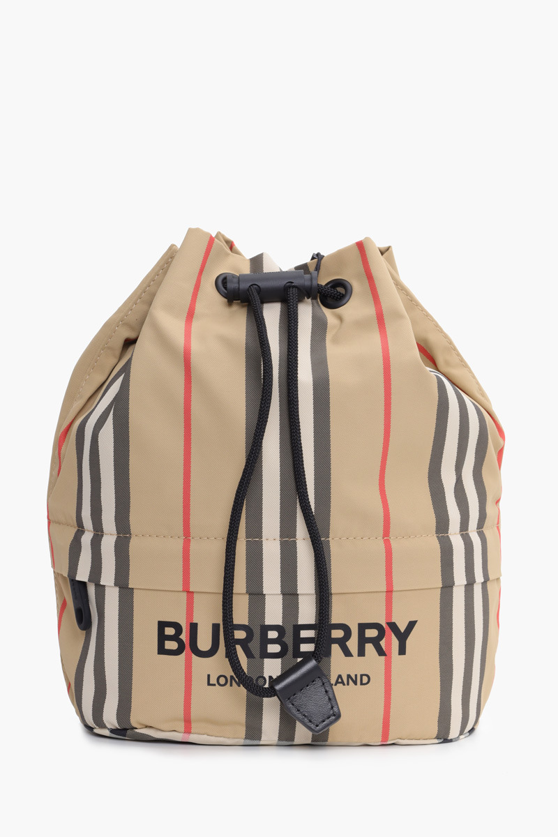 BURBERRY Icon Stripe Econyl Drawcord Pouch in Archive Beige 0