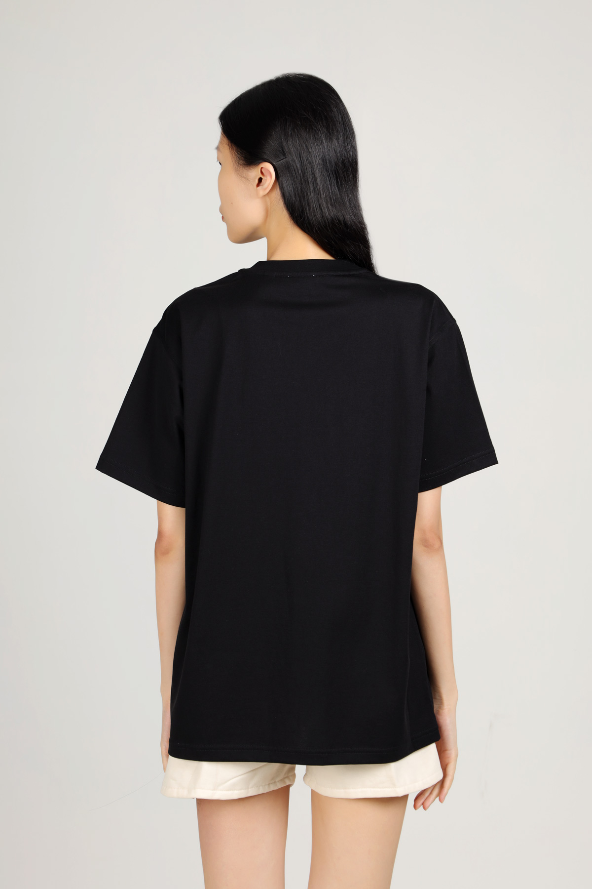 BURBERRY Women Check Pocket Cotton Oversized T-Shirt in Black 2