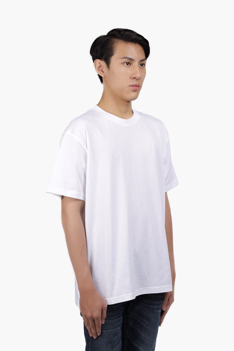 BURBERRY Men Destination Print Cotton Oversized T-shirt in White 2