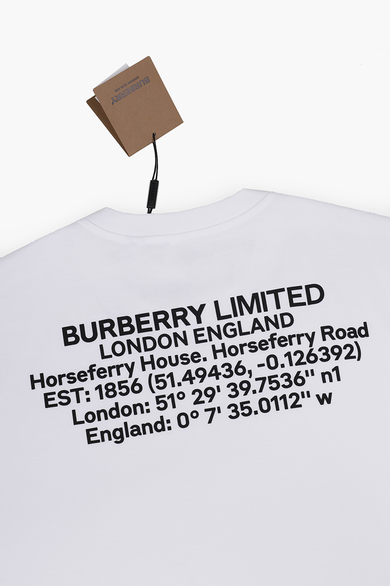 BURBERRY Men Destination Print Cotton Oversized T-shirt in White 4