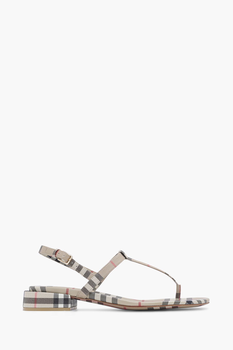 BURBERRY Women Vintage Check and Lambskin Ankle Strap Sandals in Archive Beige 0