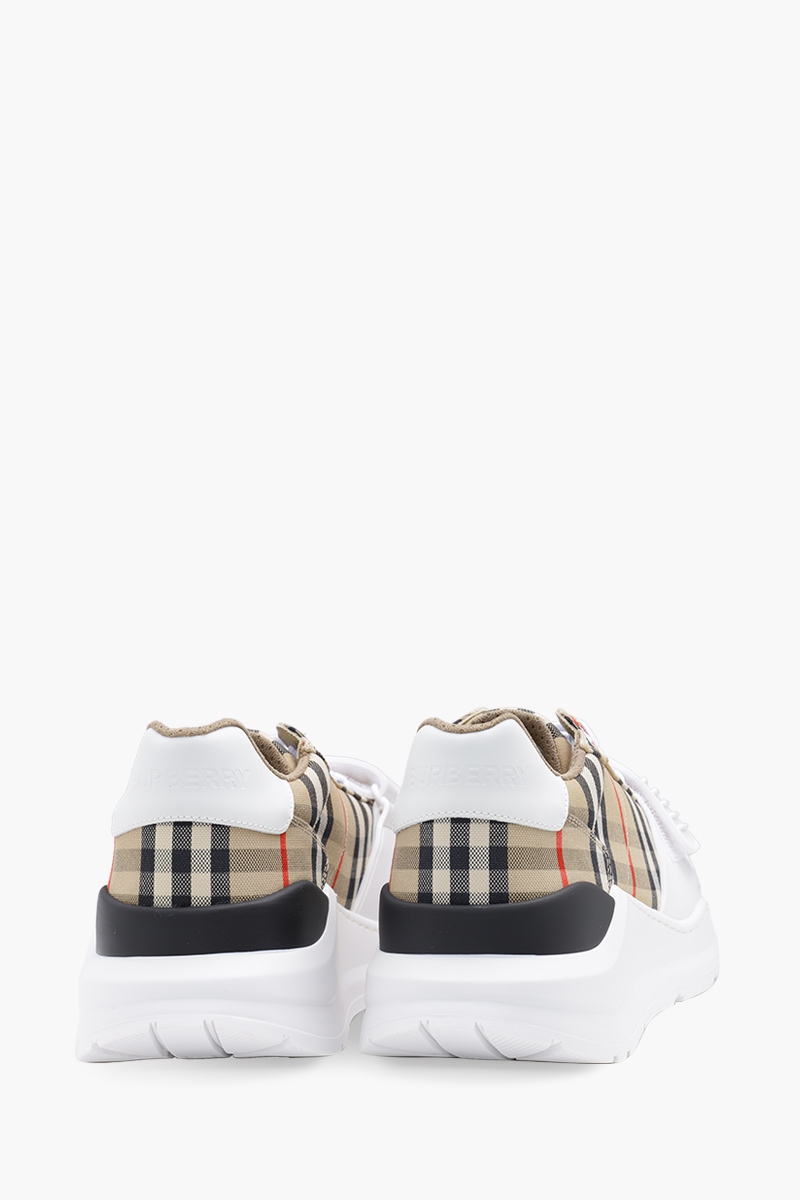 BURBERRY Men Vintage Check Cotton Velcro Sneaker in Archive Beige Multicolor Suede x Leather 2